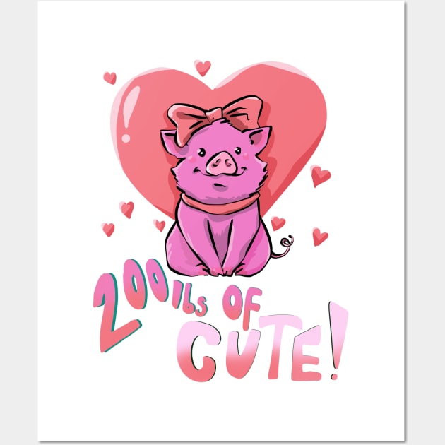 200lbs of Cute Pig Owners Pig Pet T-shirt Wall Art by PhantomDesign